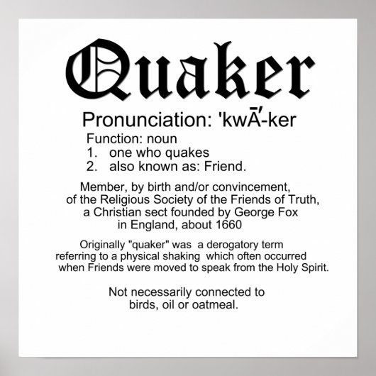 Definitie van Quaker Poster (Voorkant)
