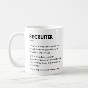 Definitie van recruiter en HR-afdeling werknemer Koffiemok