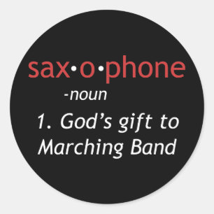 Definitie van saxofoon ronde sticker