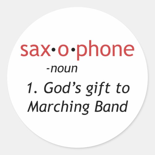 Definitie van saxofoon ronde sticker (Voorkant)