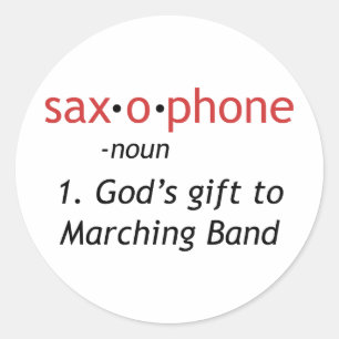 Definitie van saxofoon ronde sticker
