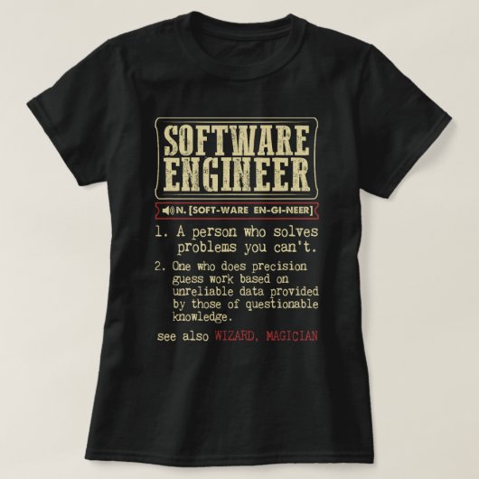 Definitie van Software Engineer Dictionary T-shirt (Design voorkant)