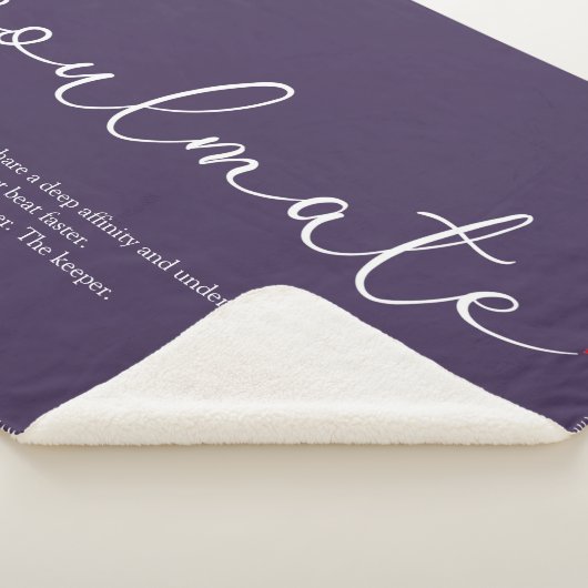 Definitie van Soulmate Script Liefde Hart Paars Sherpa Deken (3/4)