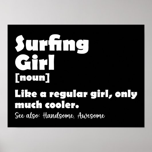 Definitie van surfmeisje Functie voor grappige sur Poster (Voorkant)