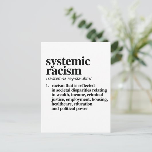 Definitie van systemisch racisme briefkaart (Staand voorkant)