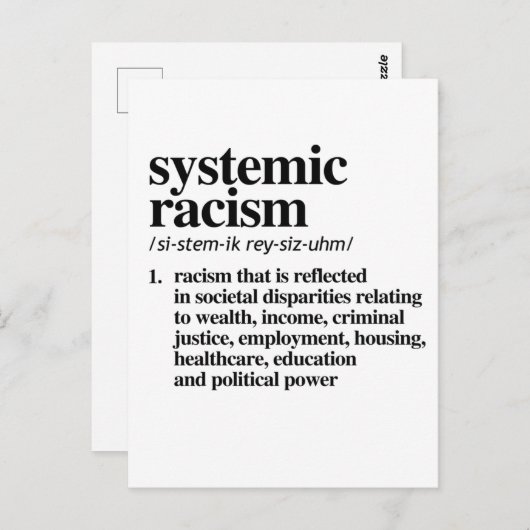 Definitie van systemisch racisme briefkaart (Voorkant / Achterkant)