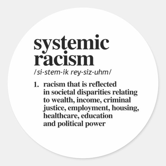 Definitie van systemisch racisme ronde sticker (Voorkant)