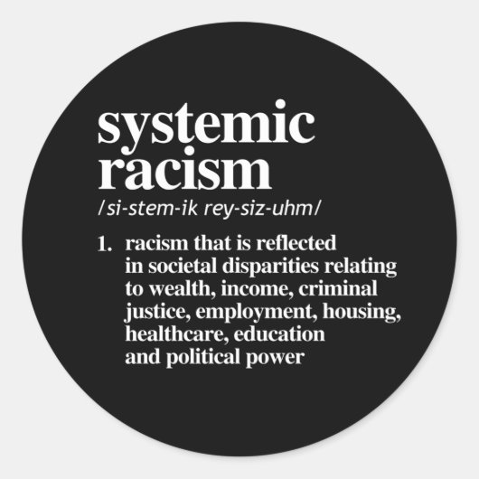Definitie van systemisch racisme ronde sticker (Voorkant)
