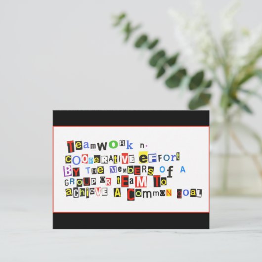 Definitie van teamwerk briefkaart (Staand voorkant)