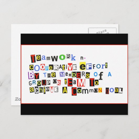 Definitie van teamwerk briefkaart (Voorkant / Achterkant)