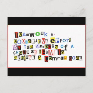 Definitie van teamwerk briefkaart