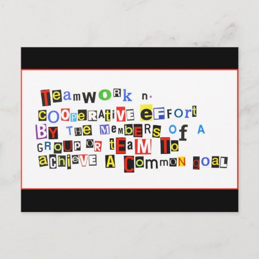 Definitie van teamwerk briefkaart (Voorkant)