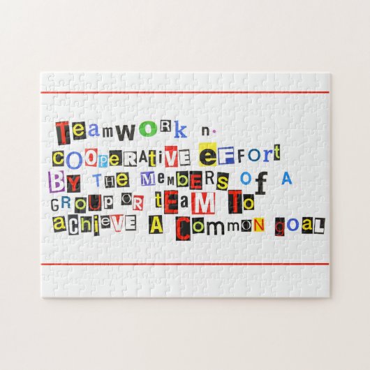 Definitie van teamwerk legpuzzel (Horizontaal)