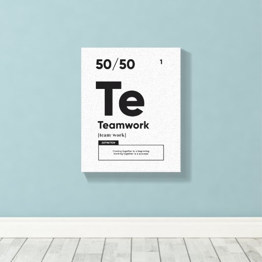 Definitie van teamwerk | Motivatie Quote Wall Art Canvas Afdruk (Insitu (Houten vloer))