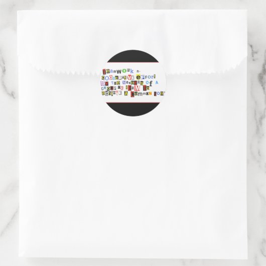 Definitie van teamwerk ronde sticker (Tas)