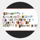 Definitie van teamwerk ronde sticker (Voorkant)
