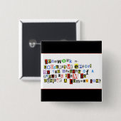 Definitie van teamwerk vierkante button 5,1 cm (Voorkant /achterkant)