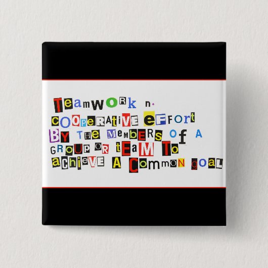 Definitie van teamwerk vierkante button 5,1 cm (Voorkant)