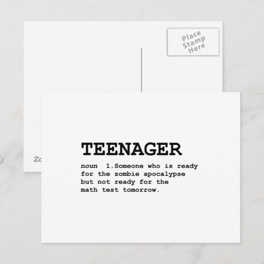 Definitie van tiener briefkaart (Voorkant / Achterkant)