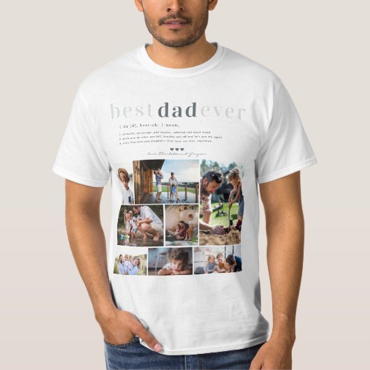 Definitie van vader | 8 foto's gepersonaliseerd  t-shirt (Voorkant)