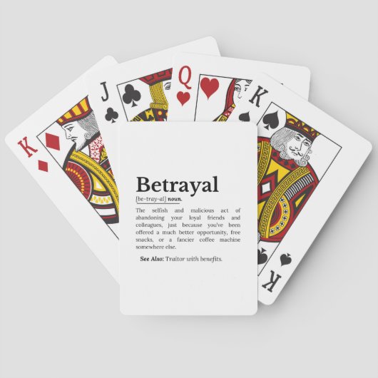 Definitie van Verraad Funny Versie Pokerkaarten (Achterkant)