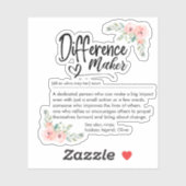 Definitie van Verschil Maken Waardering voor haar Sticker (Vel)