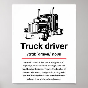 Definitie van vrachtwagenchauffeur voor vrachtwage poster