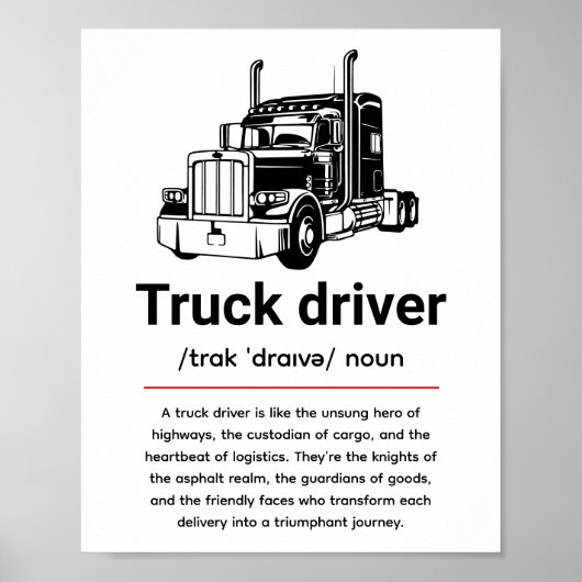 Definitie van vrachtwagenchauffeur voor vrachtwage poster (Voorkant)