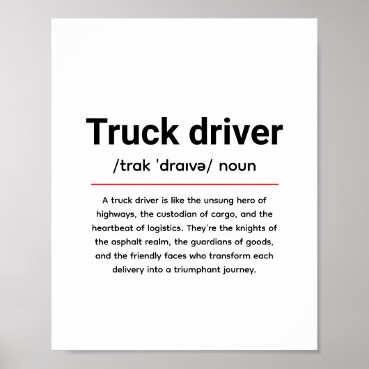Definitie van vrachtwagenchauffeur voor vrachtwage poster (Voorkant)