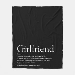 Definitie van vriendin Cool Leuk Zwart en Wit Fleece Deken