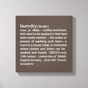Definitie van wasgoed in Mocha Brown & White Canvas Afdruk