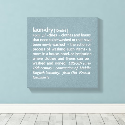 Definitie van Wasserij Crisp Blauw & Wit Canvas Afdruk (Insitu (Houten vloer))