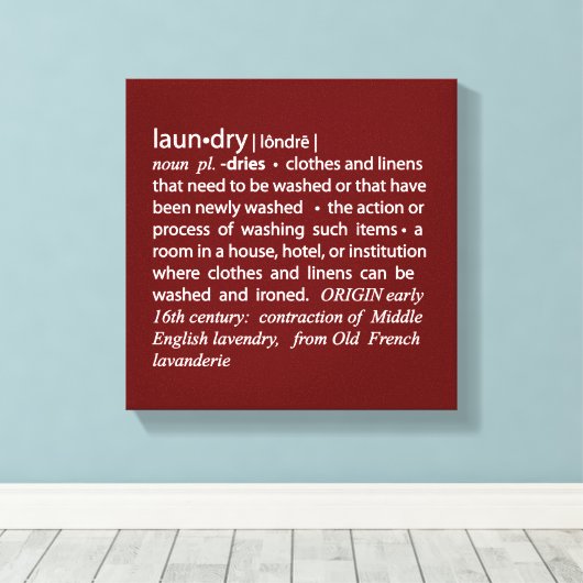 Definitie van Wasserij Crisp Rood & Wit Canvas Afdruk (Insitu (Houten vloer))