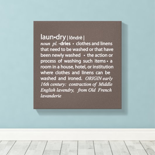 Definitie van Wasserijbord in Mocha Brown & White Canvas Afdruk (Insitu (Houten vloer))