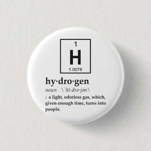 Definitie van waterstof ronde button 3,2 cm (Voorkant)