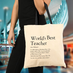 Definitie van Werelds Beste Leraar Gepersonaliseer Tote Bag