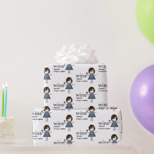 Definitie van wijn met stick figuur meisje cadeaupapier