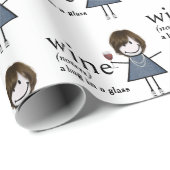 Definitie van wijn met stick figuur meisje cadeaupapier (Rol Hoek)