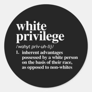 Definitie van wit privilege ronde sticker