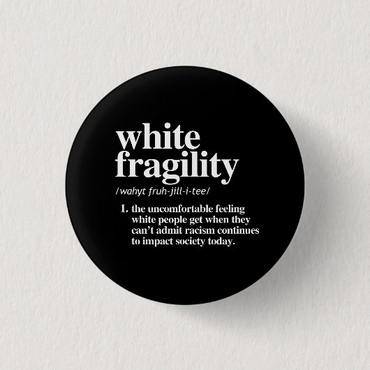 Definitie van witte fragiliteit ronde button 3,2 cm (Voorkant)