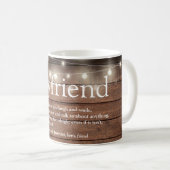 Definitie vriend string lichten rustiek hout koffiemok (Voorkant rechts)