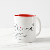 Definitie vriendin Chic script liefdeshart Tweekleurige Koffiemok (Voorkant rechts)