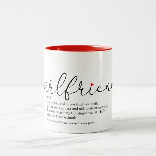 Definitie vriendin Chic script liefdeshart Tweekleurige Koffiemok (Center)