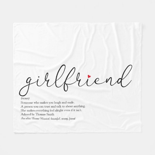 Definitie vriendin Chic script rood liefdeshart Fleece Deken (Voorkant (Horizontaal))