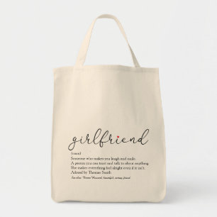 Definitie vriendin Chic script rood liefdeshart Tote Bag