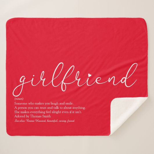 Definitie Vriendin Liefde Hart Chic Script Rood Sherpa Deken (Voorkant (horizontaal))