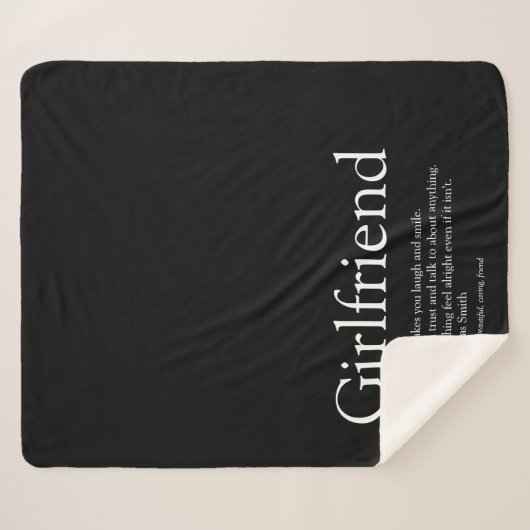 Definitie vriendin Zwart en wit modern Sherpa Deken (Voorkant (horizontaal))