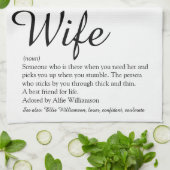 Definitie vrouw chic script zwart en wit leuk theedoek (Gevouwen)