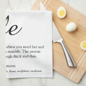 Definitie vrouw chic script zwart en wit leuk theedoek (Quarter Fold)