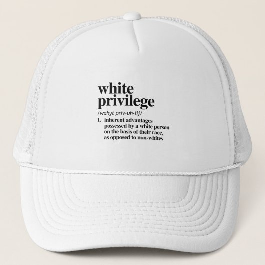 Definitie wit voorrecht trucker pet (Voorkant)